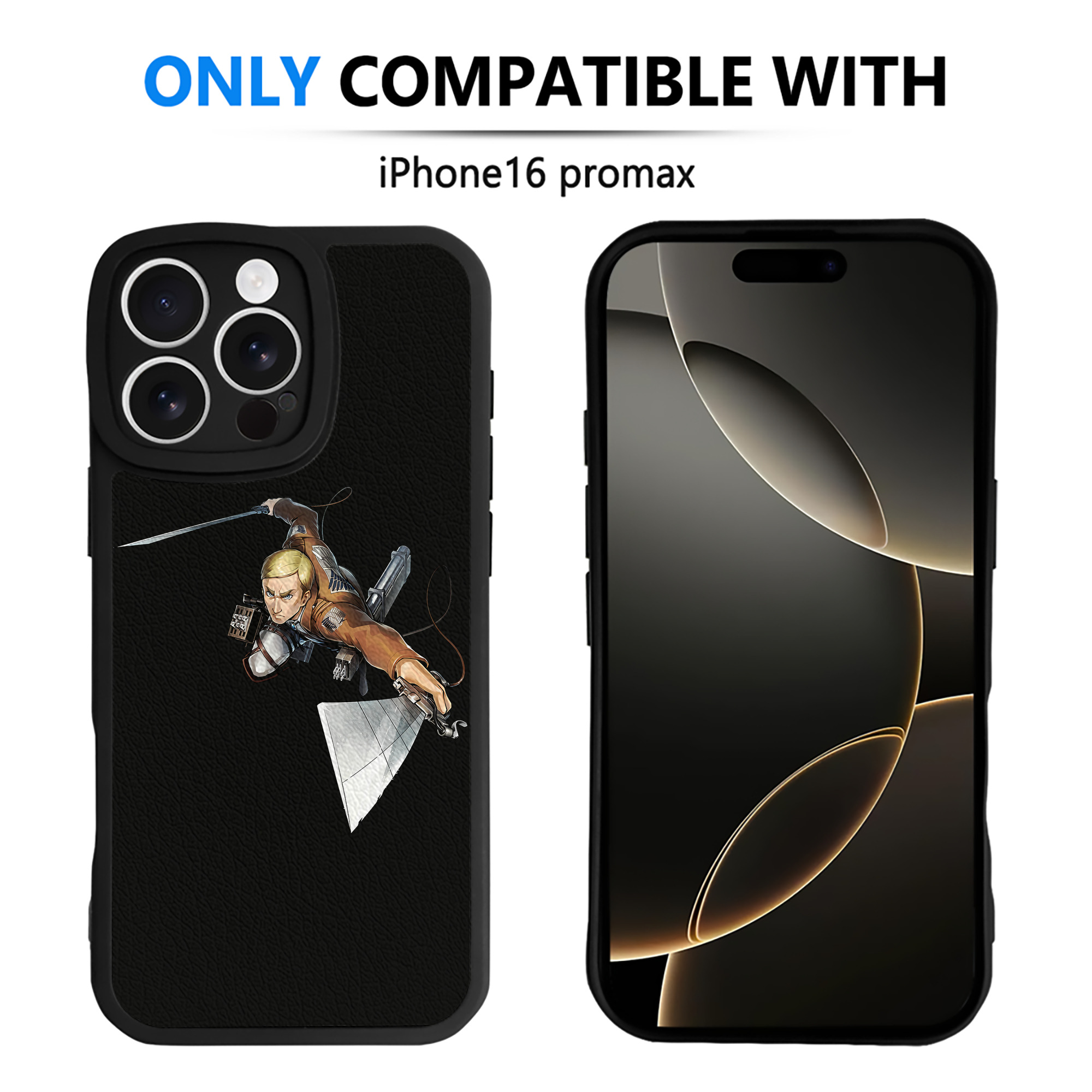 （画像用） 進撃の巨人 エルヴィン・スミス Attack on Titan Erwin Smith 【iPhone 16シリーズ対応】シリコンスマホケース（レザー調） 材質：シリコン